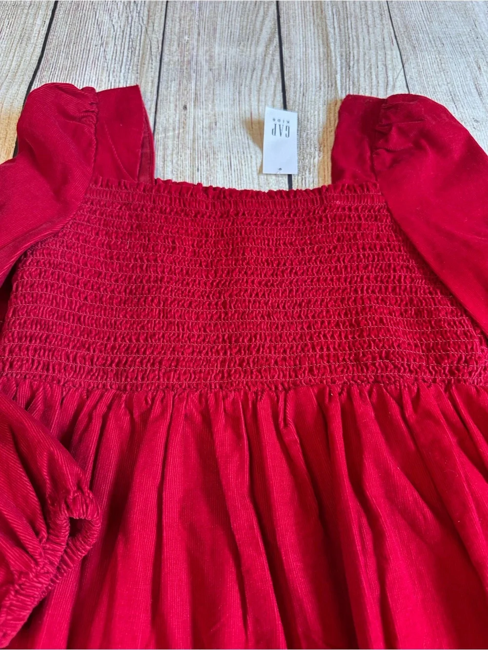 NWT Gap Kids Smocked Corduroy Dress Deep Crimson Girls 8